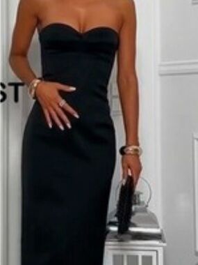 Zara Strapless Black Midi Dress